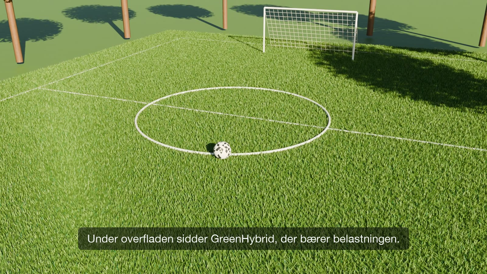 Kameraet stiger op over en fodboldbane